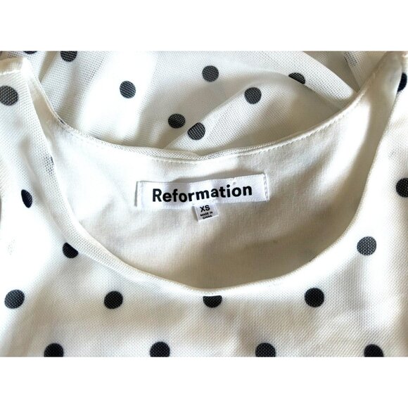 REFORMATION Mini Dress Polka Dot Print Size XS Ruched Lined Bodycon - Picture 4 of 7